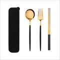 Cutlery Black and Gold Stainless Steel Set.