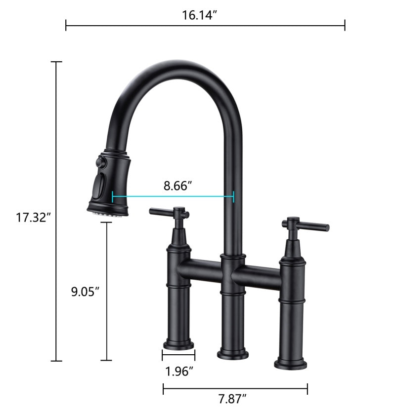 Bridge Kitchen Faucet with a Pull-down Sprayhead