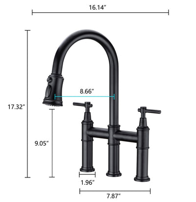 Pull Down Dual Handle Kitchen Faucet
