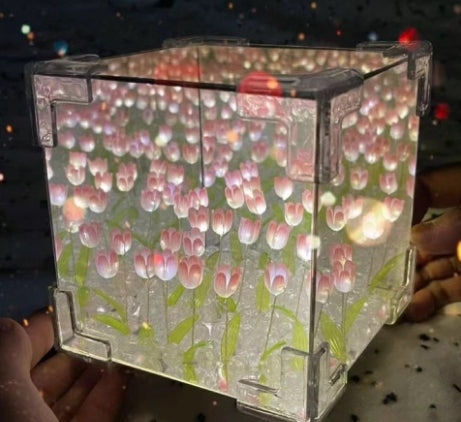 Handmade DIY Tulip Cube Mirror Lamp