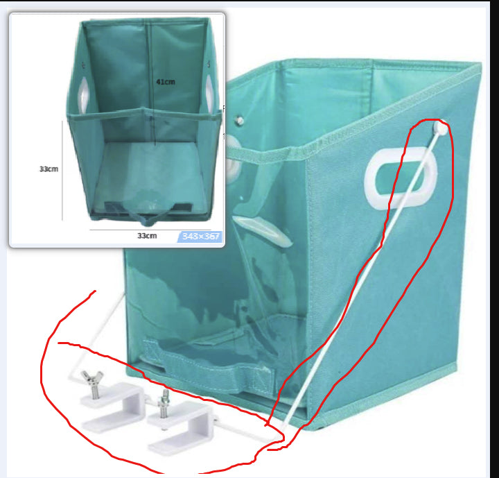 Teal folding chair with measurement inset and parts diagram on a white background