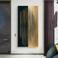 Minimalist Abstract Black Gold Lines Canvas