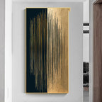 Minimalist Abstract Black Gold Lines Canvas