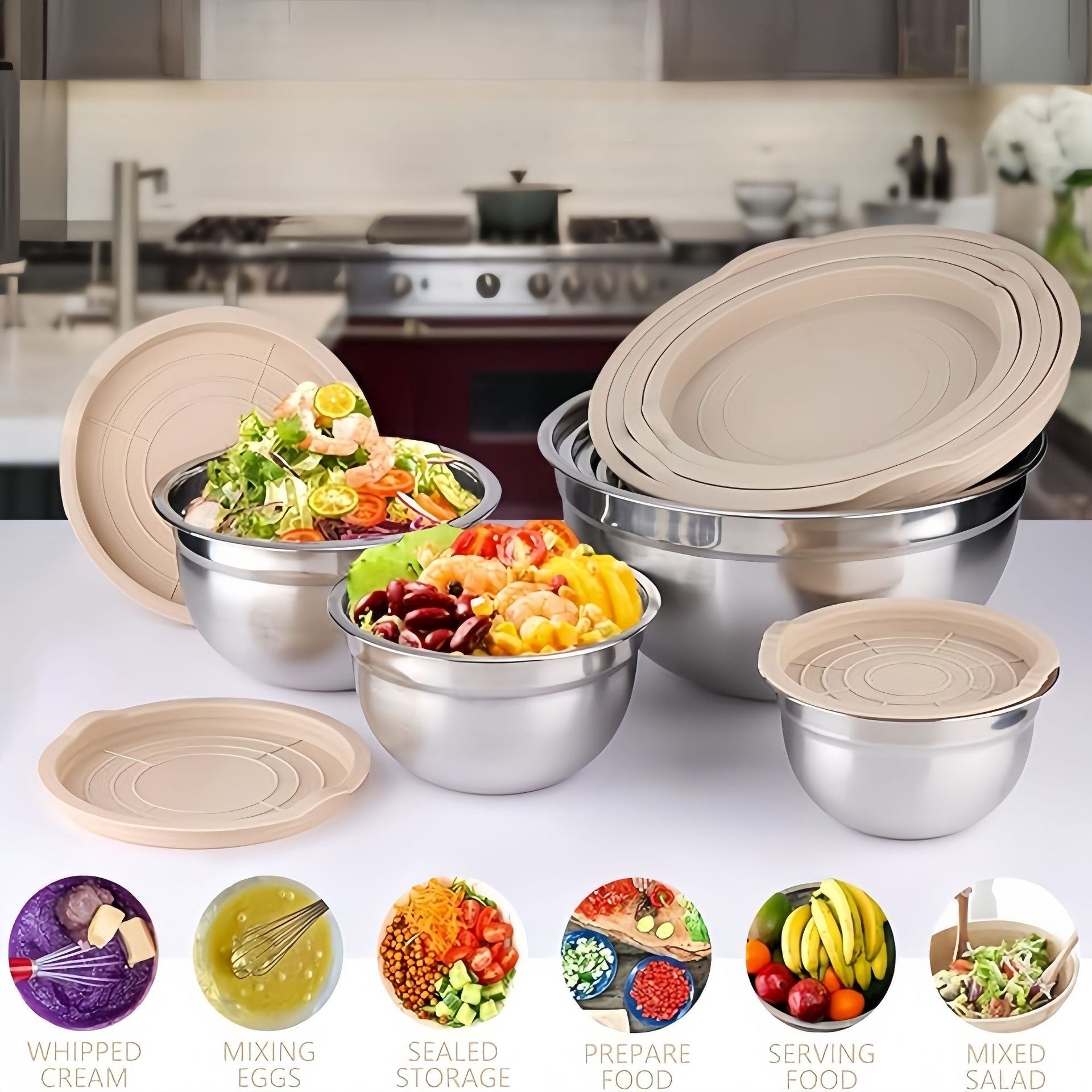 Stainless Steel Mixing Bowls with Lids