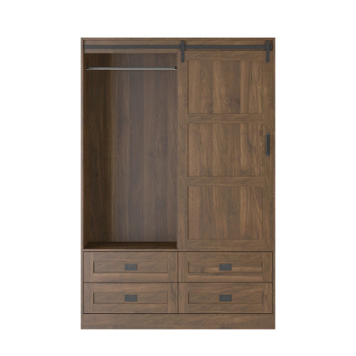 Wood Color Tall Bedroom Armoire Wardrobe Closet Clothing Storage Cabinet