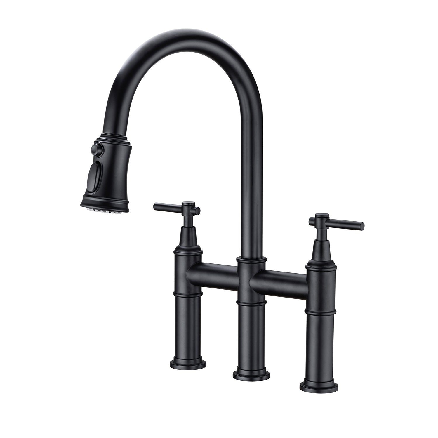 Bridge Kitchen Faucet with a Pull-down Sprayhead