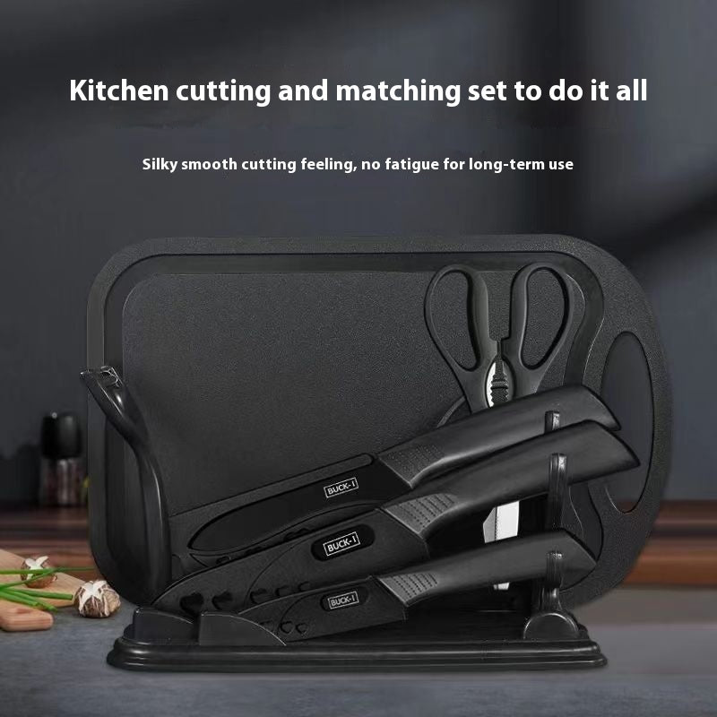 Black Steel Cutting Knife Kitchen Set