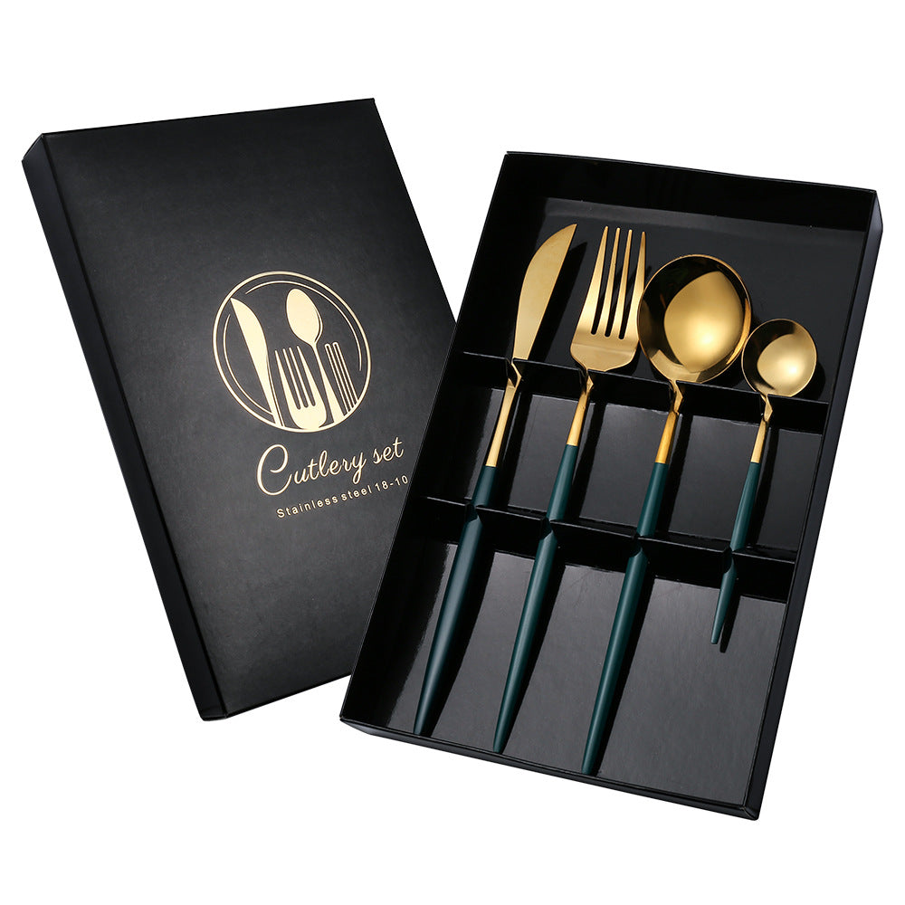 Four-Piece Set, Golden Knife And Fork, Portuguese Western Tableware Set