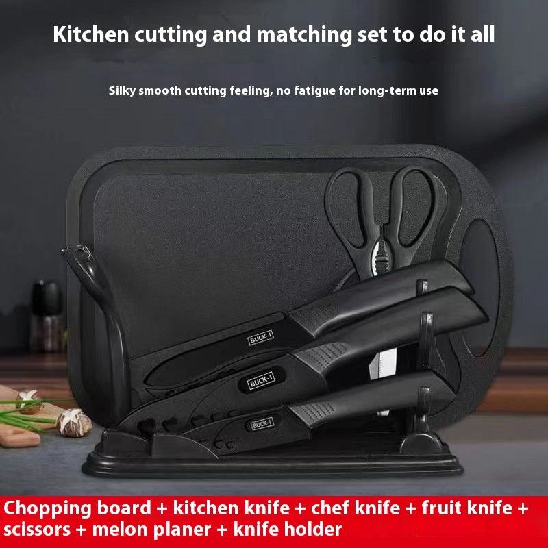 Black Steel Cutting Knife Kitchen Set